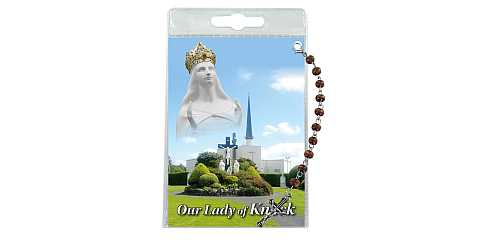 Decina di Our Lady of Knock con blister trasparente e preghiera - inglese