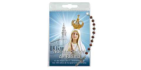 Decina della Madonna di Fatima con blister trasparente e preghiera - spagnolo