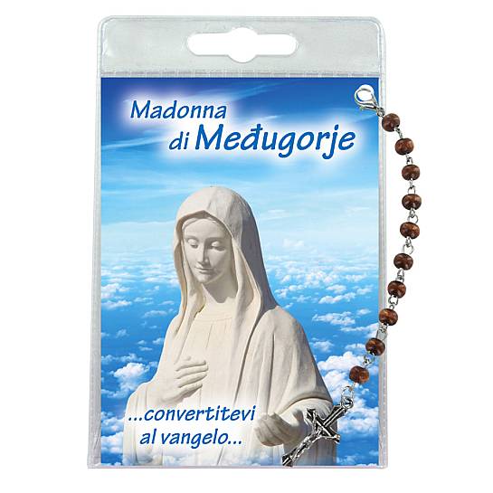 Decina della Madonna di Medjugorje con blister trasparente e preghiera 