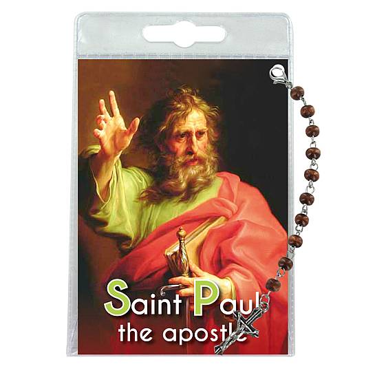 Decina di San Paolo apostolo con blister trasparente e preghiera - inglese