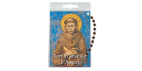 Decina di San Francesco D'Assisi con blister trasparente e preghiera