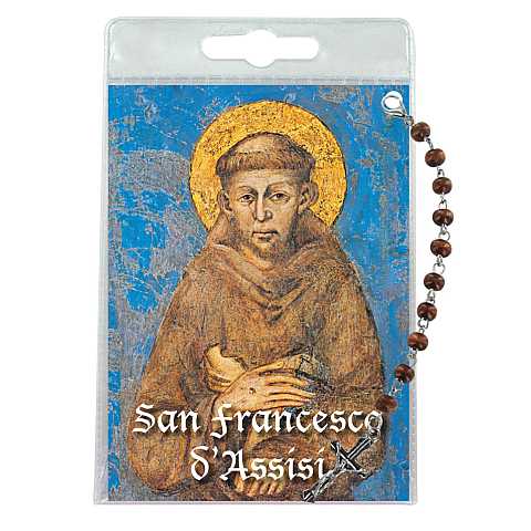 Decina di San Francesco D'Assisi con blister trasparente e preghiera