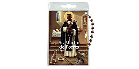 Decina di Saint Martin de Porres con blister trasparente e preghiera in inglese
