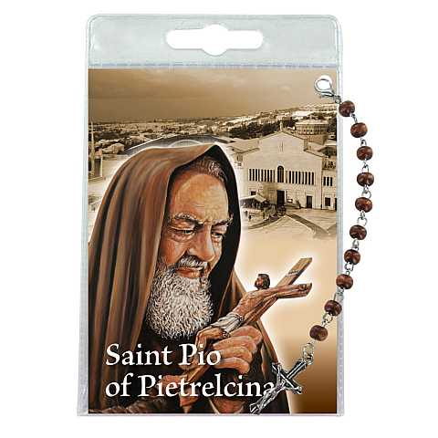 Decina di San Pio da Pietrelcina con blister trasparente e preghiera - inglese