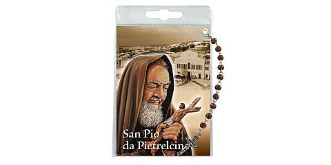 Decina di Padre Pio da Pietrelcina con blister trasparente e preghiera
