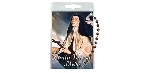 Decina di Santa Teresa d'Avila con blister trasparente e preghiera	