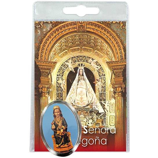 Calamita Madonna di Begoña in metallo nichelato con preghiera in spagnolo
