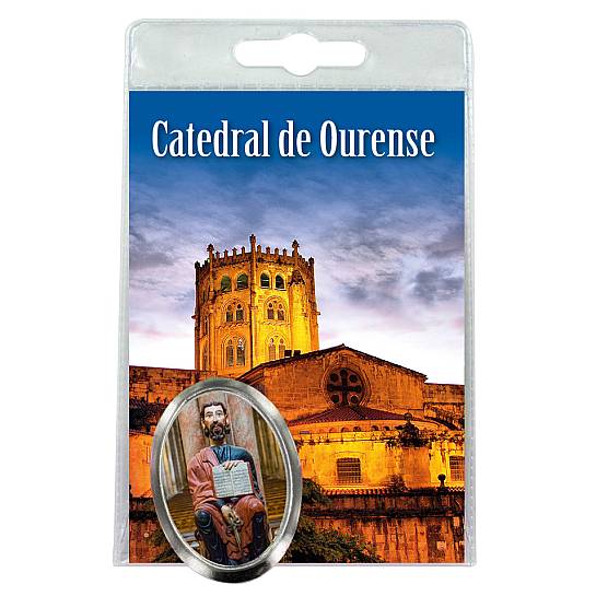 Calamita Catedral de Ourense in metallo nichelato con preghiera in spagnolo