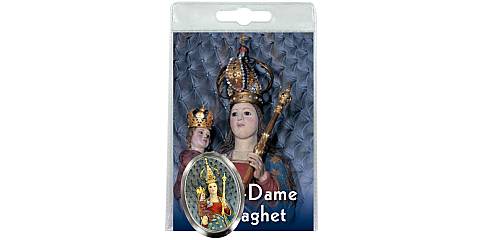 Calamita Notre Dame de Laghet in metallo nichelato con preghiera in francese