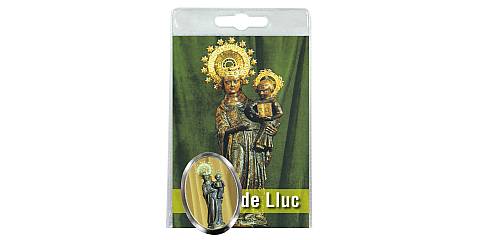 Calamita Madonna di Lluc in metallo nichelato con preghiera in spagnolo