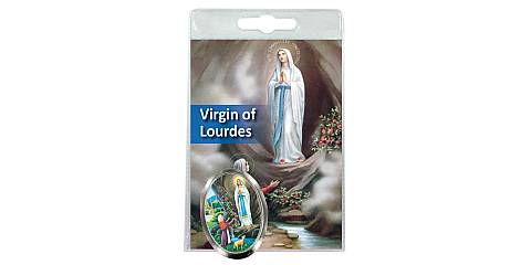Calamita Madonna di Lourdes in metallo nichelato con preghiera in inglese