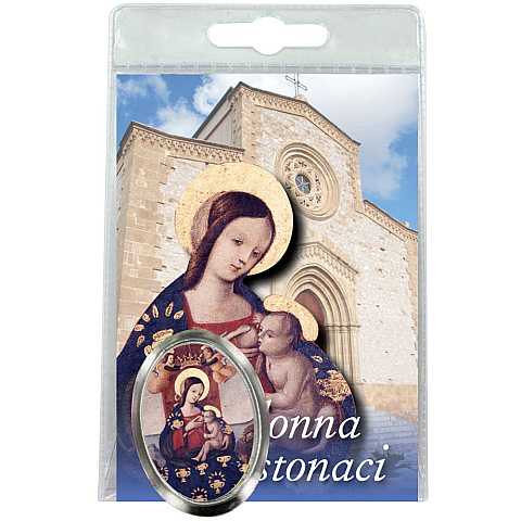 Calamita Madonna di Custinaci in metallo nichelato con preghiera in italiano