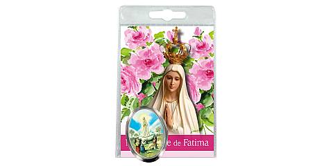Calamita Madonna di Fatima in metallo nichelato con preghiera in francese