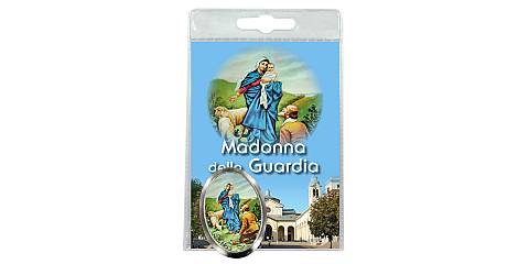Calamita Madonna della Guardia (Genova) in metallo nichelato con preghiera in italiano