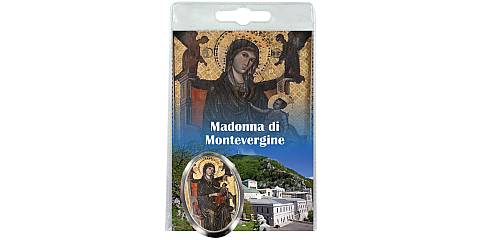 Calamita Madonna di Montevergine in metallo nichelato con preghiera in italiano