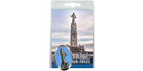 Calamita Sacro Cuore di Gesù in metallo nichelato con preghiera in spagnolo