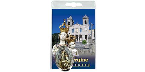 Calamita Madonna di Gibilmanna in metallo nichelato con preghiera in italiano