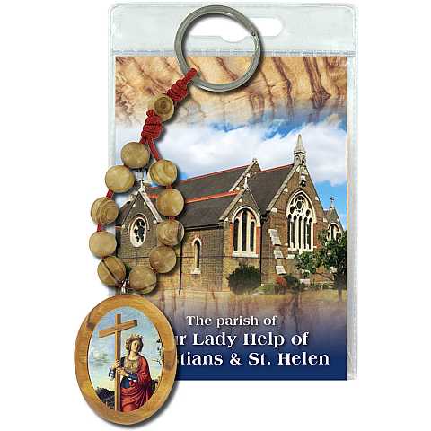 Portachiavi Sant Helen con decina in ulivo e preghiera in inglese
