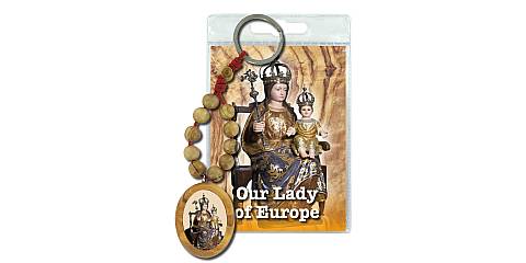 Portachiavi Our Lady of Europe con decina in ulivo e preghiera in inglese