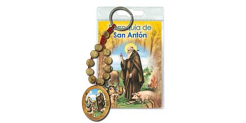 Portachiavi Parrocchia de San Anton con decina in ulivo e preghiera in spagnolo