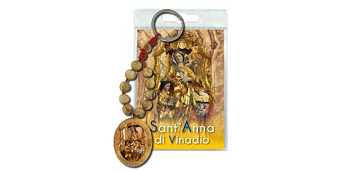Portachiavi Sant'Anna di Vinadio con decina in ulivo e preghiera in italiano
