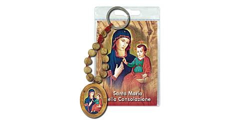 Portachiavi Santa Maria della Consolazione con decina in ulivo e preghiera in italiano