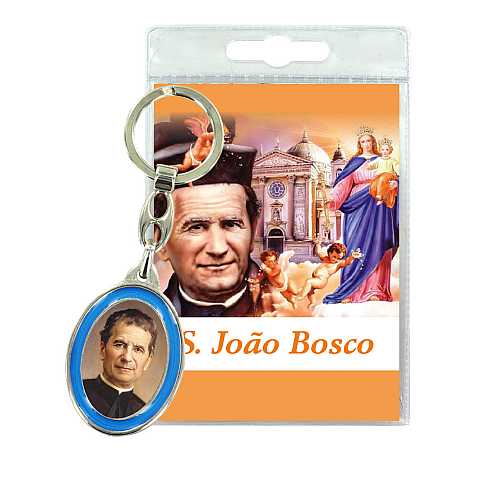 Portachiavi San Giovanni Bosco con preghiera in portoghese