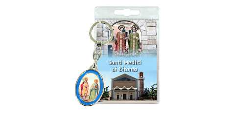 Portachiavi doppio Santi Cosma e Damiano (a Bitonto) con preghiera in italiano
