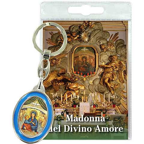 Portachiavi Madonna Divino Amore con preghiera in italiano