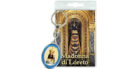 Portachiavi Madonna di Loreto con preghiera in italiano