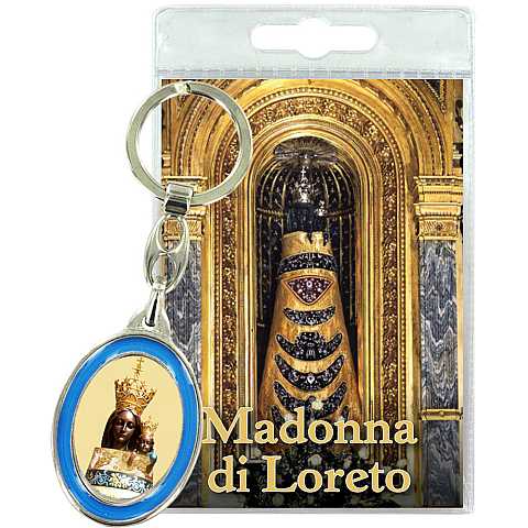 Portachiavi Madonna di Loreto con preghiera in italiano