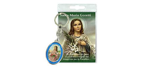 Portachiavi di Santa Maria Goretti, in blister trasparente con preghiera, testi in italiano