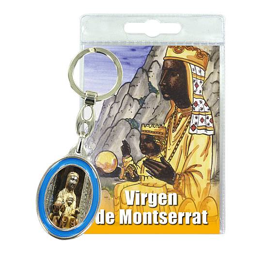 Portachiavi Madonna di Montserrat con preghiera in spagnolo