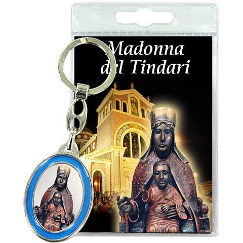 Portachiavi Madonna di Tindari con preghiera in italiano