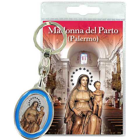 Portachiavi Madonna del Parto con preghiera in italiano