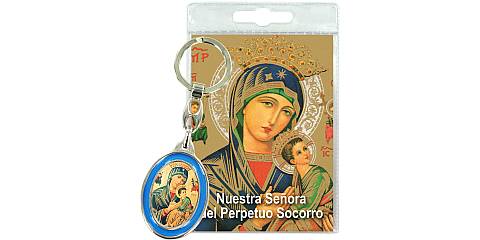 Portachiavi Madonna di Perpetuo Soccorso con preghiera in spagnolo