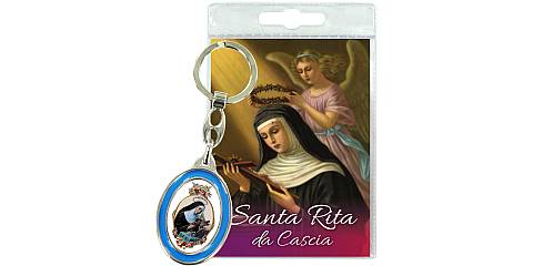 Portachiavi Santa Rita con preghiera in italiano
