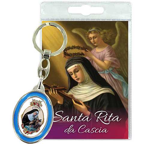 Portachiavi Santa Rita con preghiera in italiano