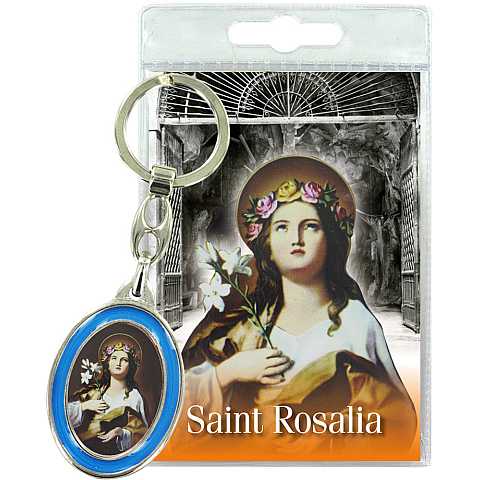 Portachiavi Santa Rosalia (Palermo) con preghiera in inglese (Versione A)