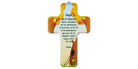 Crocifisso per bambini con la preghiera dell'Angelo di Dio in spagnolo - 12 x 18 cm