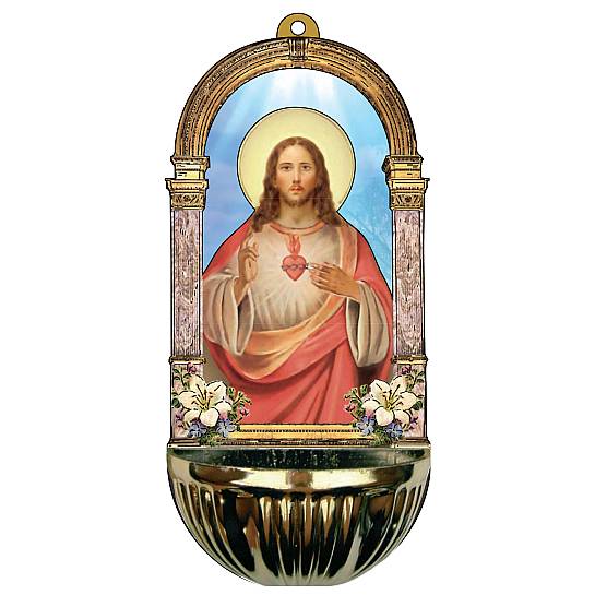 Acquasantiera Sacro Cuore di Gesù - 15,5 x 7,2 cm
