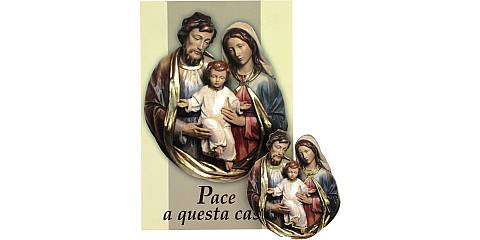Benedizione della Famiglia  ( pacco da 10) con calamita in legno Sacra Famiglia - italiano