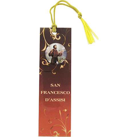 STOCK: Segnalibro in pvc cm 3,8x12,7 con resina di San Francesco e preghiera - italiano