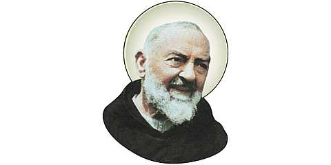Immagine di San Pio sagomata su legno mdf con appoggio - 6,2 x 8,6 cm 