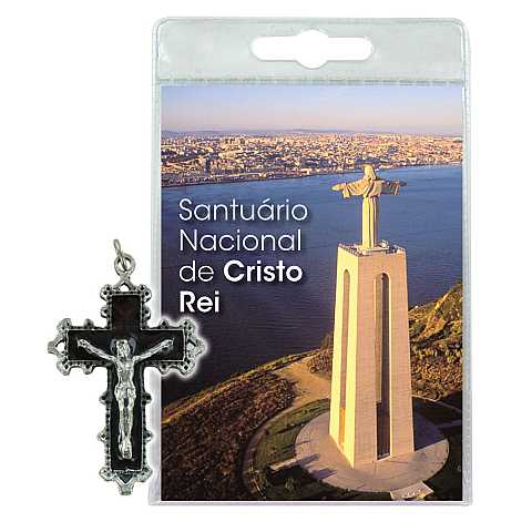 Blister(C)Santuario Cristo Rei con croce metallo cm 4,8 - portoghese