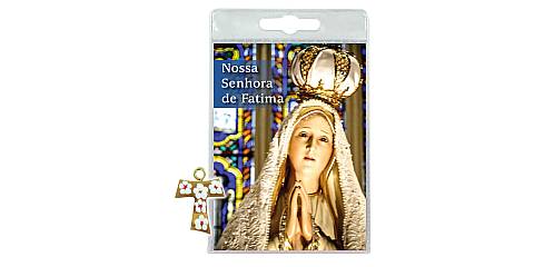 Blister B) Madonna di Fatima con croce tau in ulivo e fiori - portoghese