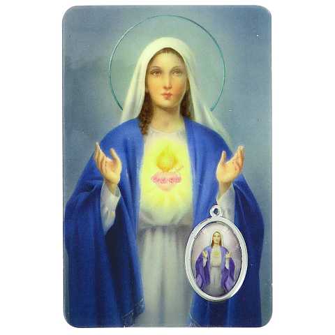 Card Sacro Cuore di Maria in PVC - misura 5,5 x 8,5 cm - Spagnolo