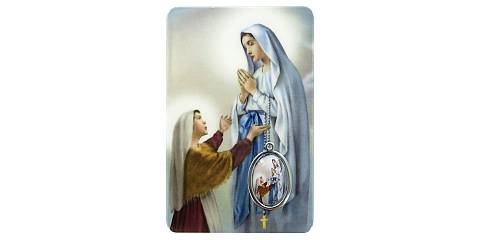 Card Madonna di Lourdes in PVC - 5,5 x 8,5 cm - spagnolo
