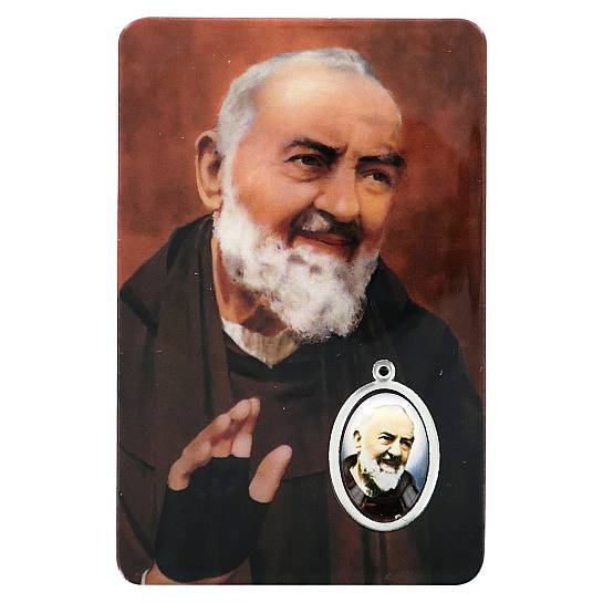 Card Padre Pio in PVC - 5,5 x 8,5 cm - italiano