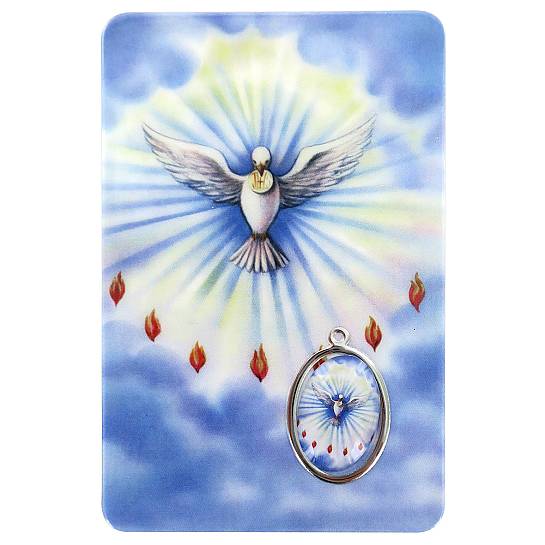 Card Spirito Santo in PVC - 5,5 x 8,5 cm - francese